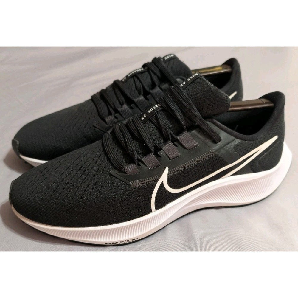 Nike Air Zoom Pegasus 38 Womens 9 Black White Running Shoes Athletic CW7358-002